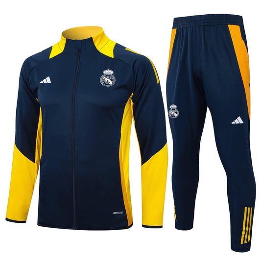 Real Madrid Full Zip Tracksuit 24/25 Black - The Football Lab