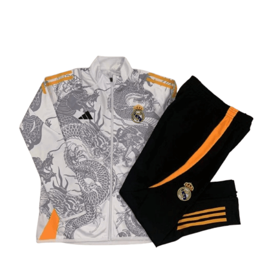 Real Madrid White Full Zip Training Wear 24/25 Kids - The Football Lab